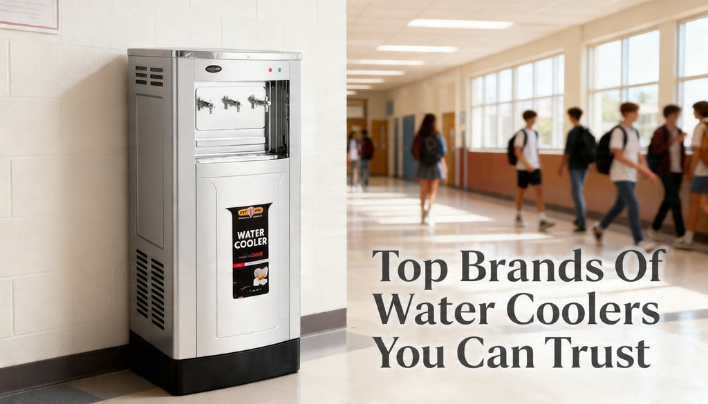 Top branded water coolers displayed together showing modern designs, durable build quality, and efficient cooling systems for home and office use