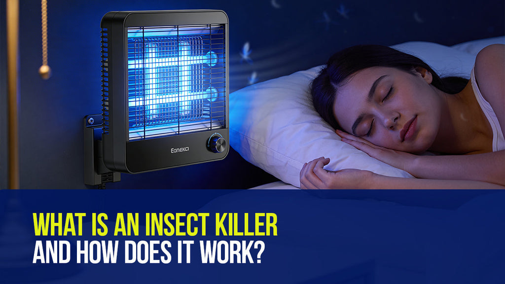 Electric insect killer using UV light to attract and eliminate flying insects.